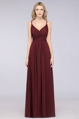 A-Line Spaghetti-Straps V-Neck Sleeveless Floor-Length  Bridesmaid Dress with Ruffles_36