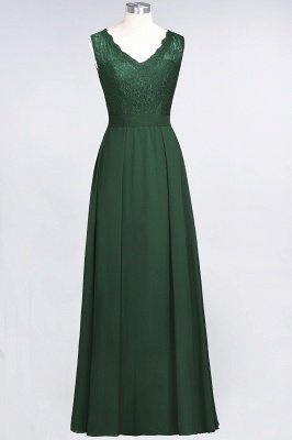 A-Line V-Neck Sleeveless Floor-Length  Lace Bridesmaid Dress_30