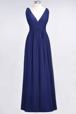 A-Line V-Neck Sleeveless Floor-Length  Bridesmaid Dress with Ruffle_25