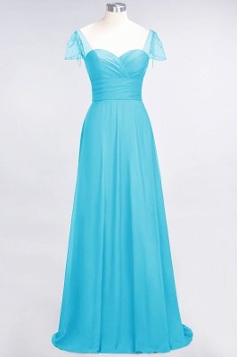 A-Line Sweetheart Cap-Sleeves Ruffle Floor-Length  Bridesmaid Dress with Beadings_23