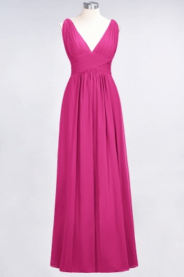 A-Line V-Neck Sleeveless Floor-Length  Bridesmaid Dress with Ruffle_9