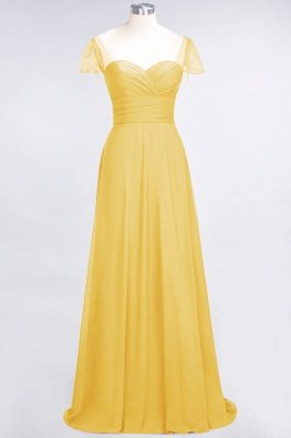 A-Line Sweetheart Cap-Sleeves Ruffle Floor-Length  Bridesmaid Dress with Beadings_16