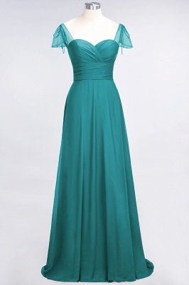 A-Line Sweetheart Cap-Sleeves Ruffle Floor-Length  Bridesmaid Dress with Beadings_31