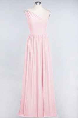 A-Line One-Shoulder Sleeveless Ruffles Floor-Length  Bridesmaid Dress with Beadings_3