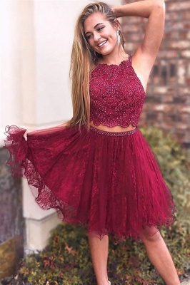 Stylish Two-Pieces Lave Beading Short Homecoming Dress_1