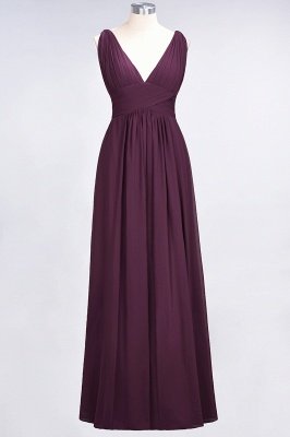 A-Line V-Neck Sleeveless Floor-Length  Bridesmaid Dress with Ruffle_19