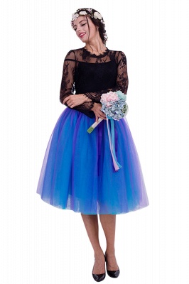 Glorious Tulle Knee-Length Ball-Gown Skirts | Elastic Bowknot Women's Skirts_5