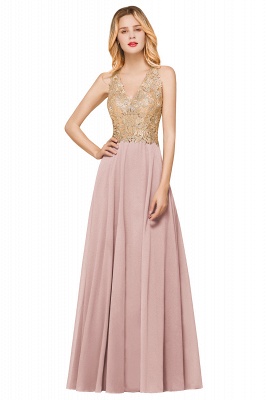 Chiffon Appliques Long Prom Dress | Affordable Floor Length A-line Evening Dresses_1