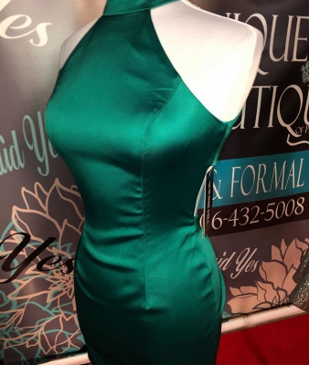 Simple Dark Green High Neck Homecoming Dress | Bodycon Sleeveless Short Mini Cocktail Dress_2