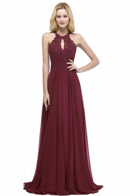 A-line Keyhole Neckline Halter Long Beading Prom Dress_2