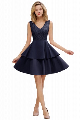 Lovely V-neck V-back Knee Length Ruffle Homecoming Dresses_18