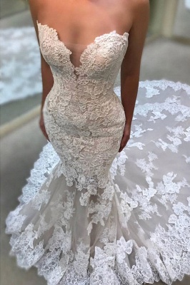 Glamorous Sweetheart Wedding Dresses | Lace Appliques Sleeveless Bridal Gowns_3