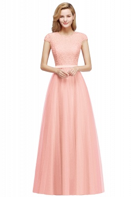 A-line Jewel Tulle Lace Bridesmaid Dress_1