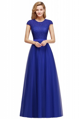 A-line Jewel Tulle Lace Bridesmaid Dress_3