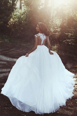 Sleeveless A-line Chiffon Wedding Dresses | Lace Appliques Slit Bridal Gowns_2