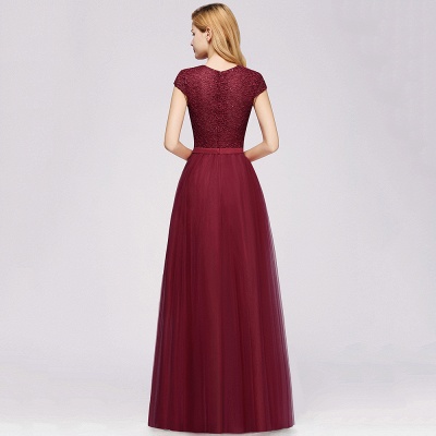 A-line Jewel Tulle Lace Bridesmaid Dress_11