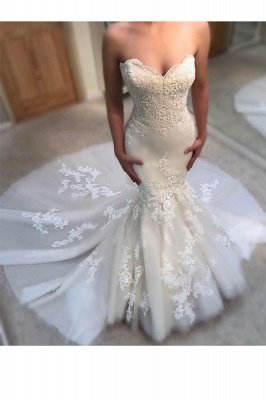 Glamorous Mermaid Wedding Dresses | Sweetheart Appliques Bridal Gowns_3