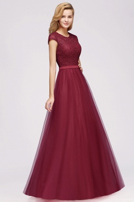 A-line Jewel Tulle Lace Bridesmaid Dress_9