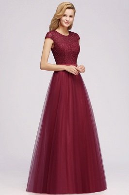 A-line Jewel Tulle Lace Bridesmaid Dress_8