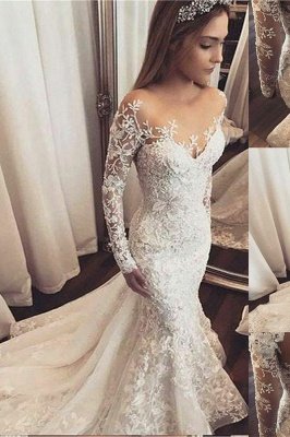 Fashionable Off-the-Shoulder Beaded Lace Appliques Wedding Dresse_2