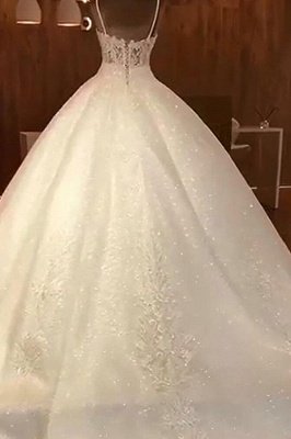Stunning Ball Gown Wedding Dresses | Spaghetti Straps Lace Bridal Gown_2