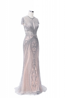 Luxury Cap Sleeves Keyhole Rhinestones Mermaid Prom Dresses | Gorgeous Beaded Evening Dress_31