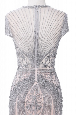 Luxury Cap Sleeves Keyhole Rhinestones Mermaid Prom Dresses | Gorgeous Beaded Evening Dress_34