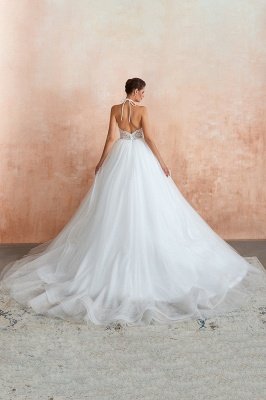 Halter Backless Ball Gown Wedding Dresses | Affordable Tulle Bridal Gowns_7