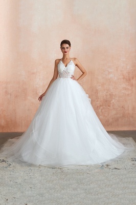 Halter Backless Ball Gown Wedding Dresses | Affordable Tulle Bridal Gowns_2