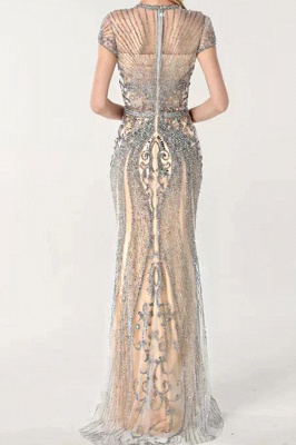Luxury Cap Sleeves Keyhole Rhinestones Mermaid Prom Dresses | Gorgeous Beaded Evening Dress_9