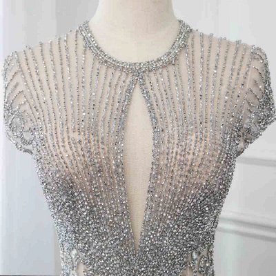 Luxury Cap Sleeves Keyhole Rhinestones Mermaid Prom Dresses | Gorgeous Beaded Evening Dress_35