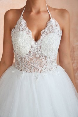 Halter Backless Ball Gown Wedding Dresses | Affordable Tulle Bridal Gowns_9