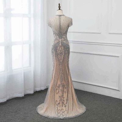 Luxury Cap Sleeves Keyhole Rhinestones Mermaid Prom Dresses | Gorgeous Beaded Evening Dress_39