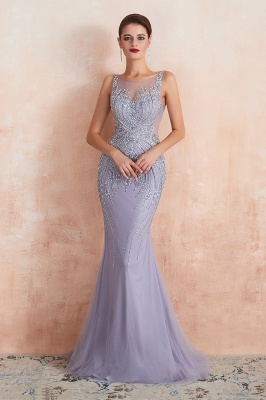 Sleeveless Bateau Beaded Sexy Long Mermaid Prom Dresses | Elegant Lilac Evening Dresses_9