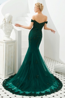 Gorgeous Off the Shoulder Jade Long Mermaid Prom Dresses | Floor Length Evening Dresses_6
