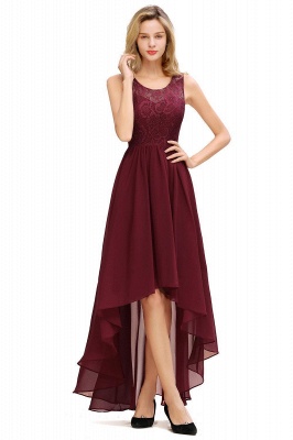 A-line Hi-lo Chiffon Lace Bridesmaid Dress in Stock | Yesbabyonline.com