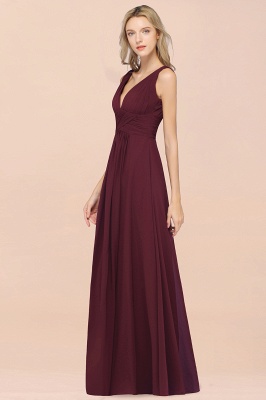 A-Line V-Neck Sleeveless Floor-Length  Bridesmaid Dress with Ruffle_36