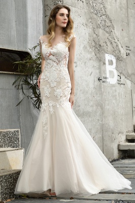 Gorgeous Floor Length  Lace Tulle Wedding Dresses Mermaid_1