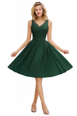 A-line Chiffon Ruffle Bridesmaid Dress Sleeveless Lace Homecoming Dress_4