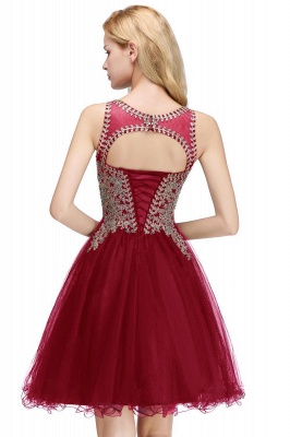 Short A-line Tulle Lace Jewel Prom Dress with Beadings_5