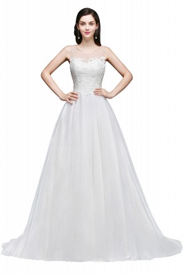 A-line Scoop Tulle Elegant Wedding Dress With Lace_1