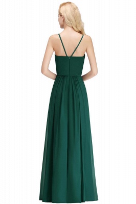 Dark-Green Chiffon A-Line Elegant Spaghetti-Straps Bridesmaid Dress_2