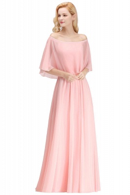 Chiffon Pink Off-the-Shoulder Bridesmaid Dresses_3