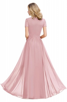 A-line Chiffon Lace Bridesmaid Dress with Short Sleeves_7