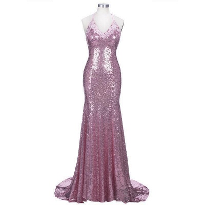 Spaghettis-Straps Rose Pink Sequins Prom Dresses | Sparkly Long Mermaid ...