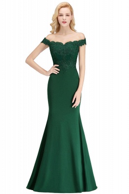 Mermaid Off-the-shoulder Long Appliques Satin Bridesmaid Dress_8