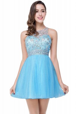 ELISA | A-line Crew Sleeveless Tulle Short Prom Dresses with Beadings_4