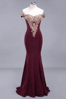 Simple Off the Shoulder Appliques Fitted Floor Length Evening Gown_13