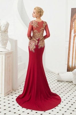 Gorgeous Form-fitting Long Sleeves Floor Length Prom Dresses | Long Beaded Evening Dresses_5