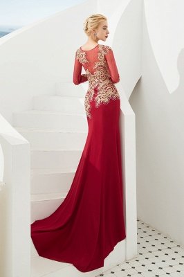 Gorgeous Form-fitting Long Sleeves Floor Length Prom Dresses | Long Beaded Evening Dresses_13
